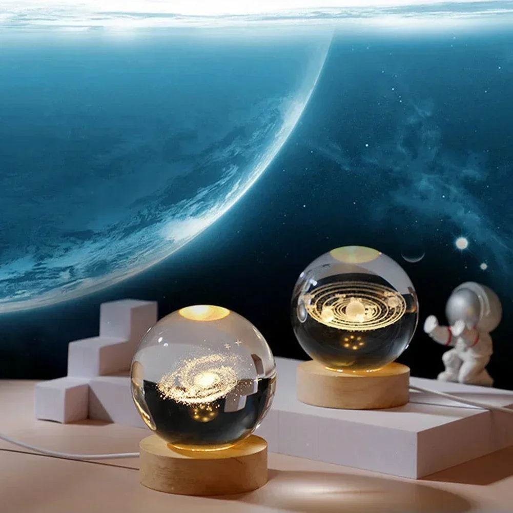 Unique 3D Crystal Ball Lamp with Galaxy Planetary Projections Solar System USB Led Night Light for Cozy Atmosphere plasma ball