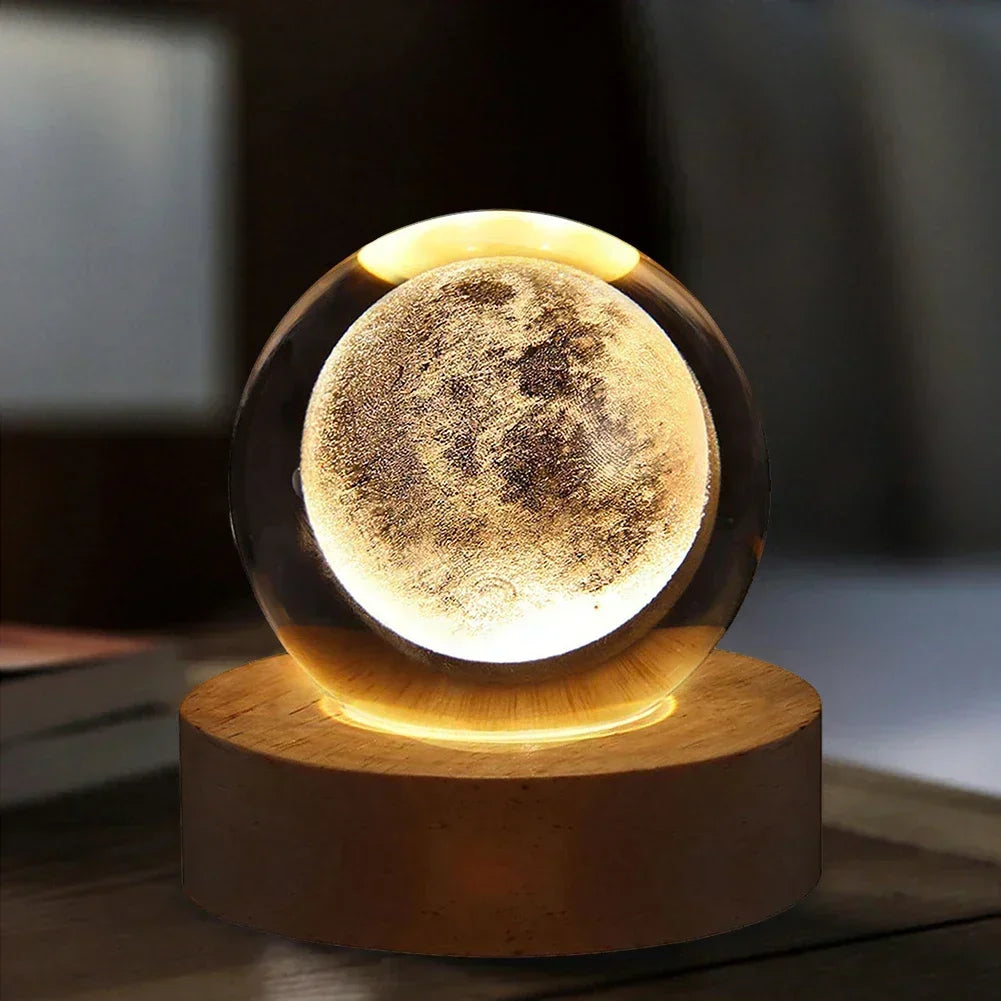Unique 3D Crystal Ball Lamp with Galaxy Planetary Projections Solar System USB Led Night Light for Cozy Atmosphere plasma ball