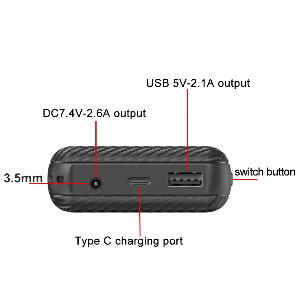 Portable Power Bank DC7.4V Portable Charger 20000mAh External Battery Pack for Heating Vest mobile phone Portable Charging