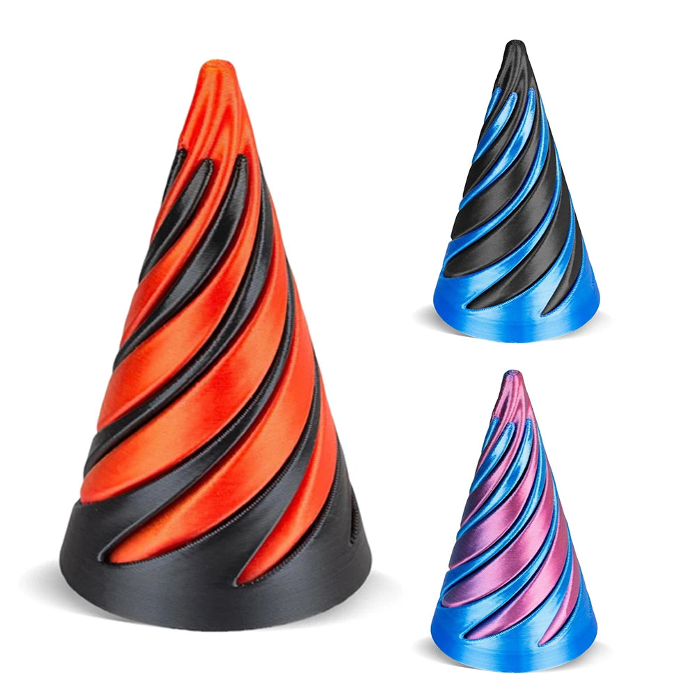3D Printed Spiral Cone Toy Fidget Toy Impossible Pyramid Passthrough Sculpture Mini Vortex Thread Illusion for Kids and Adults