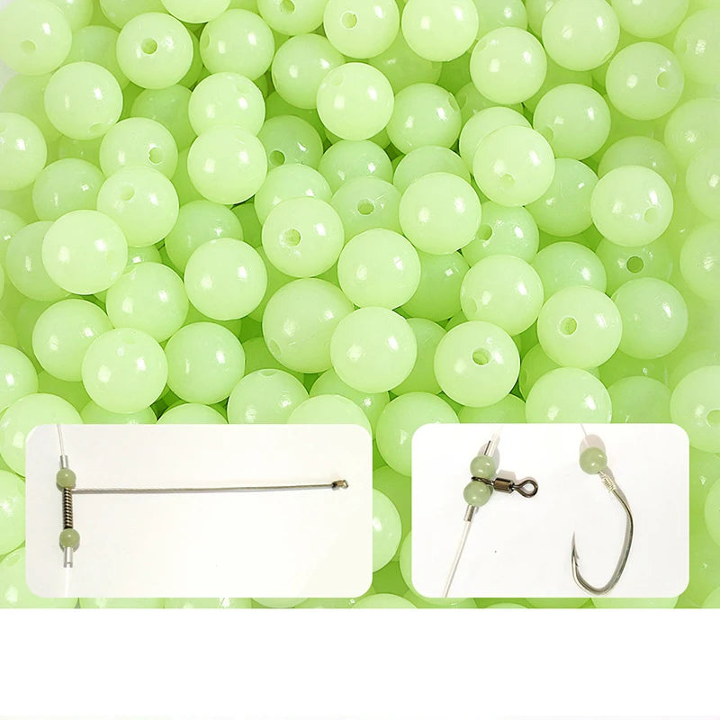 100pcs/Lot Luminous Beads 4mm-10mm Fishing Space Beans Round Float Balls Light Glowing for Outdoor Fishing Accessories Set