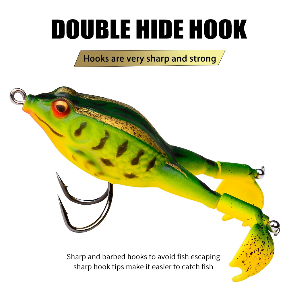 PROBEROS 1PCS Frog Soft Bait 9.5cm-13.5g Rotating Silicone Fishing Lure Floating Rubber Wobbler With Double Hook Topwater Isca