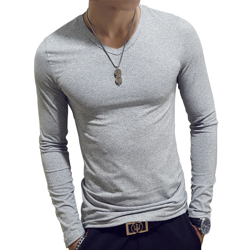 Turtleneck For Men Solid Color Slim Elastic Thin Pullover Spring Autumn Underwear Turtleneck Men Knitting Blouse Base Tshirt Top