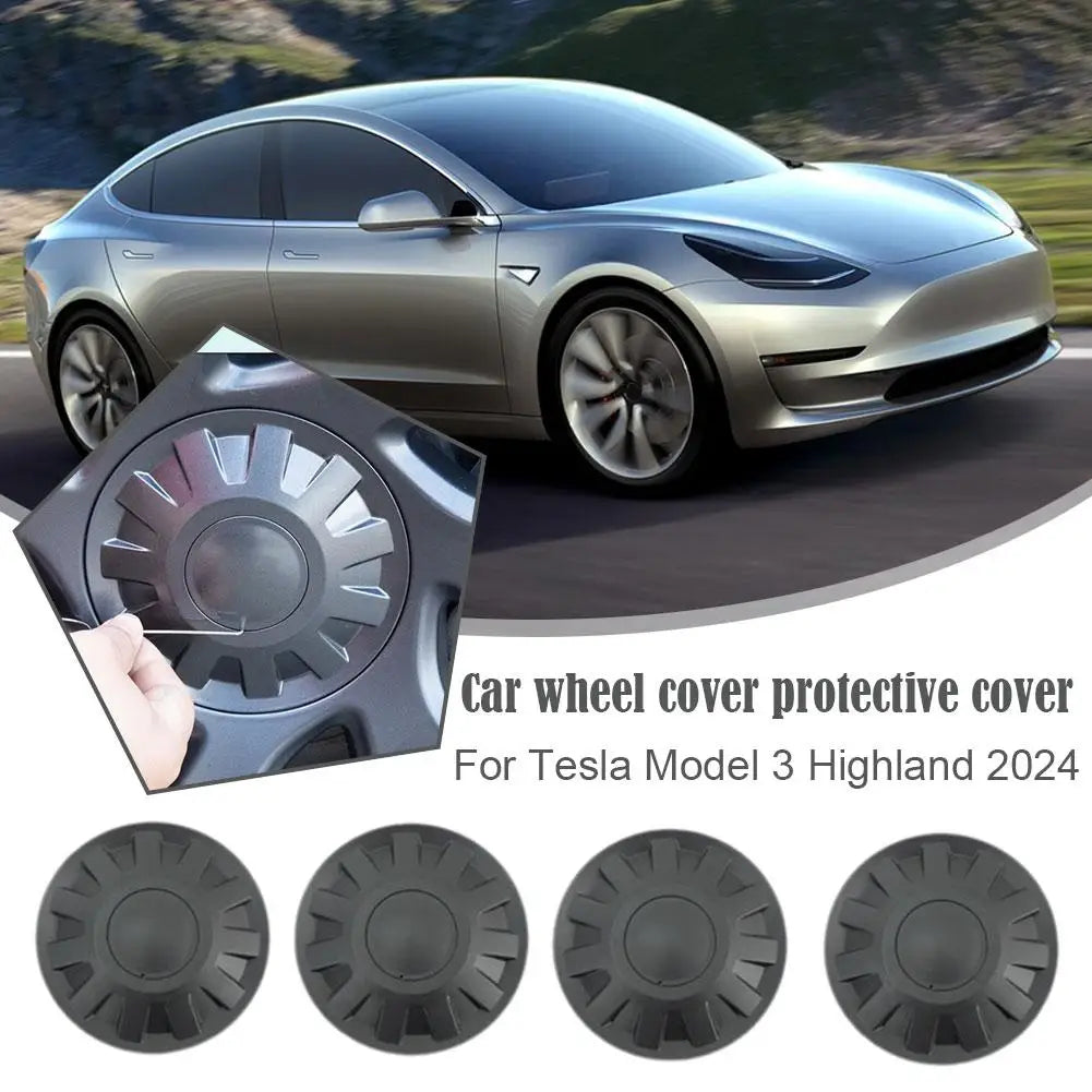 4pcs ABS Hub Center Cover For Tesla Highland 2023-2024 Wheel Center Caps Decorative Cover Modification Accessories