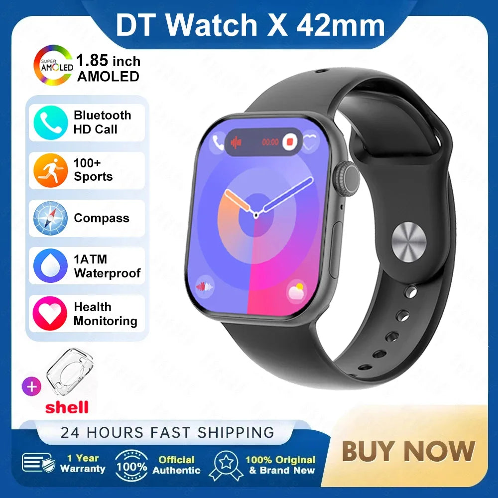 New For IOS DT Watch X Mini Smart Watch Men Women NFC 1.85-inch TWS Earphones Electronic Album Recorder Video Player Smart Watch