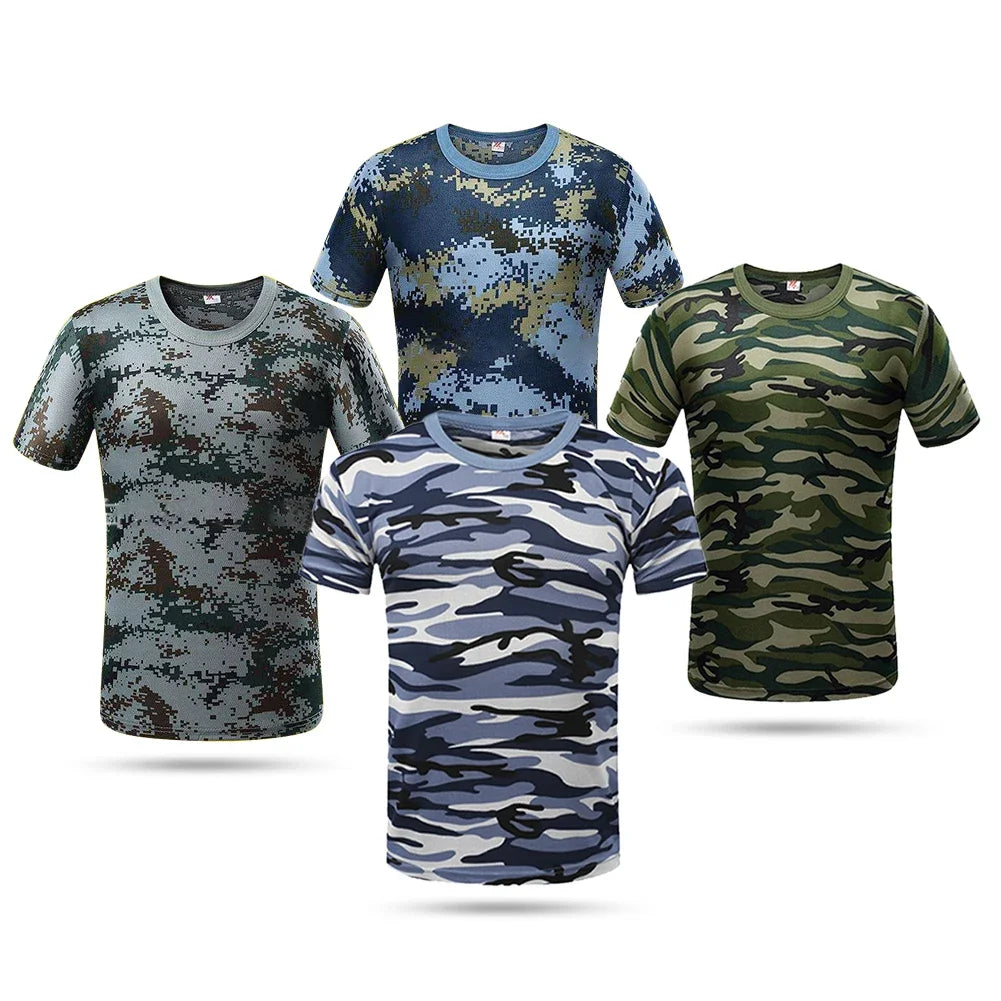 Camouflage Tactical Shirt Short Sleeve Men's Quick Dry Combat T-Shirt T Shirt Camo Outdoor Hiking Hunting Shirts