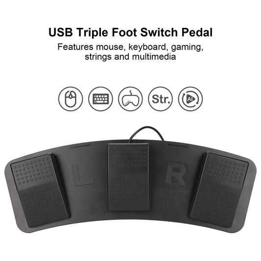 USB Triple Foot Pedal  ABS USB Triple Foot Switch Pedal Little Resistance for Zooming for Factory testing for