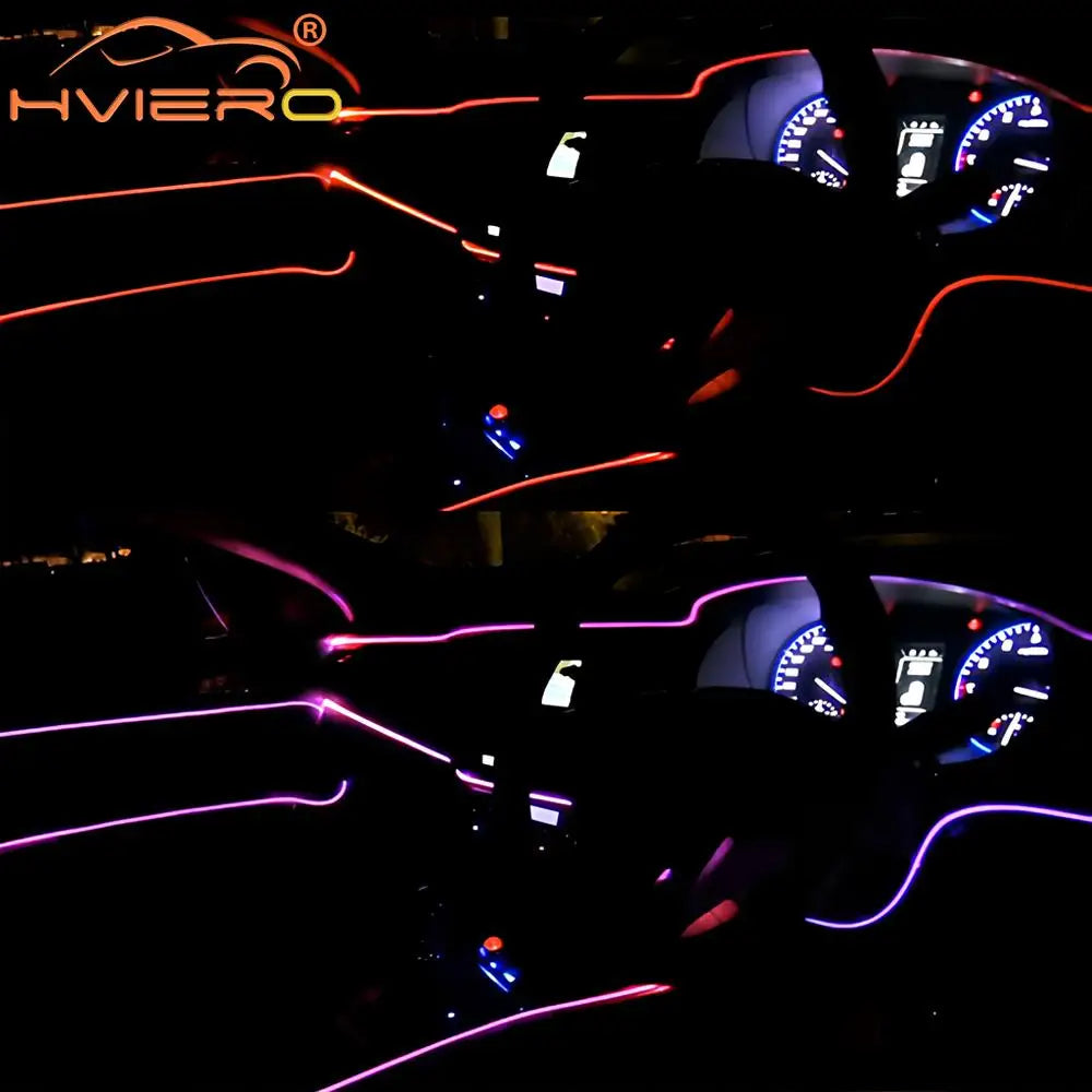 1M/2M/3M/5M Car Interior Lighting LED Strip Auto Decoration Wire Rope Tube Line Flexible Neon Lights with USB Drive Atmosphere
