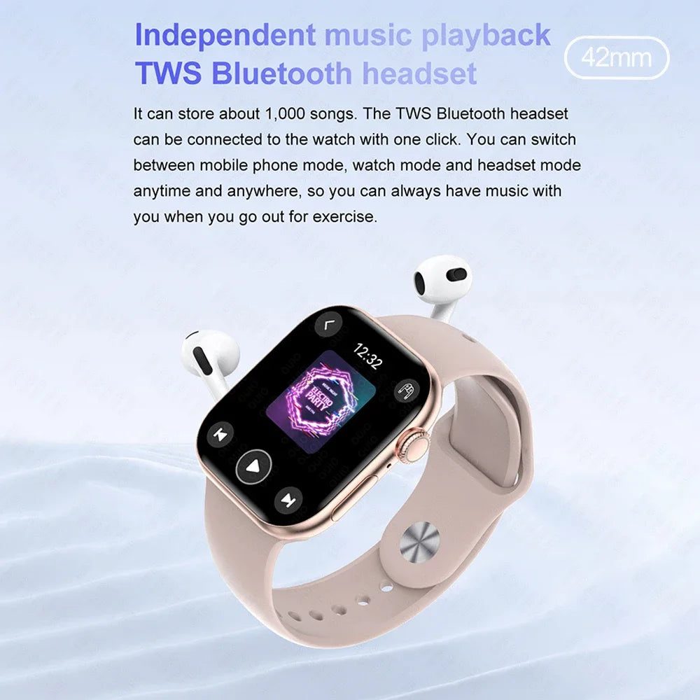 New For IOS DT Watch X Mini Smart Watch Men Women NFC 1.85-inch TWS Earphones Electronic Album Recorder Video Player Smart Watch