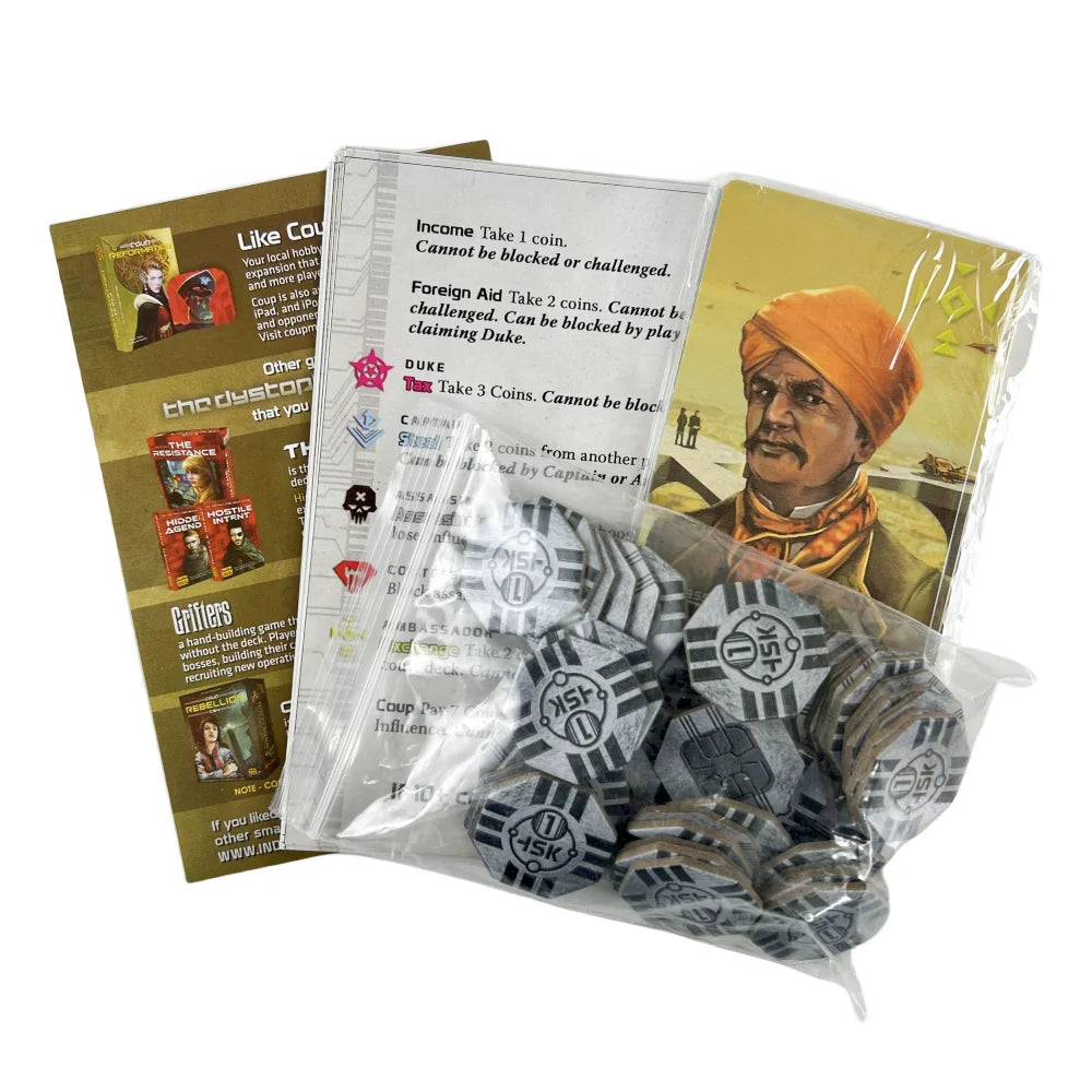 English Coup Holding Resistance Mission Board Game Card
