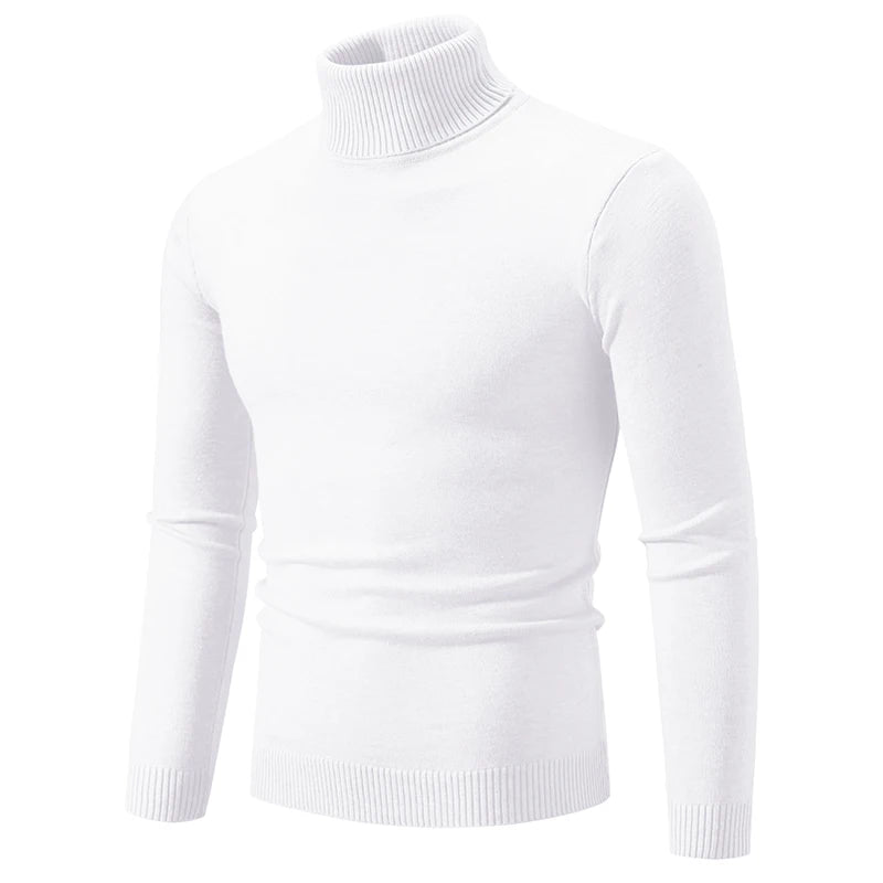 New Winter Turtleneck Thick Mens Sweaters Casual Turtle Neck Solid Color Quality Warm Slim Turtleneck Sweaters Pullover Men