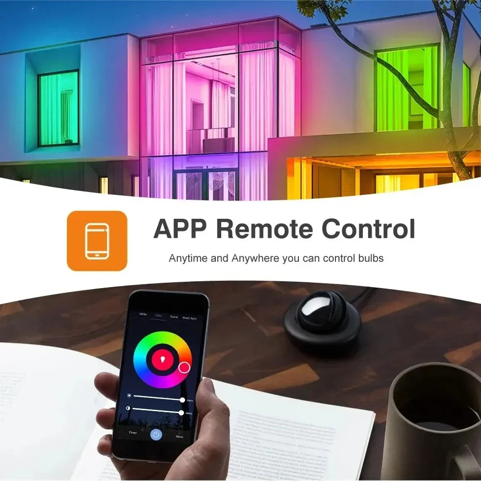 Smart Light Bulbs Wifi/bluetooth E27 Color Changing LED Bulb Alexa Google Home Lamp Voice Tuya APP Remote Control Music Rhythm
