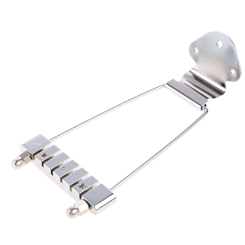 Chrome Guitar Tailpiece Trapeze Open Frame Bridge for 6 String Archtop Guitar