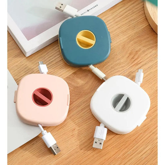 Round Wire Winder Box Portable Multifunctional Data Cable Storage Case Cable Container USB Charger Holder Wire Storage Boxes