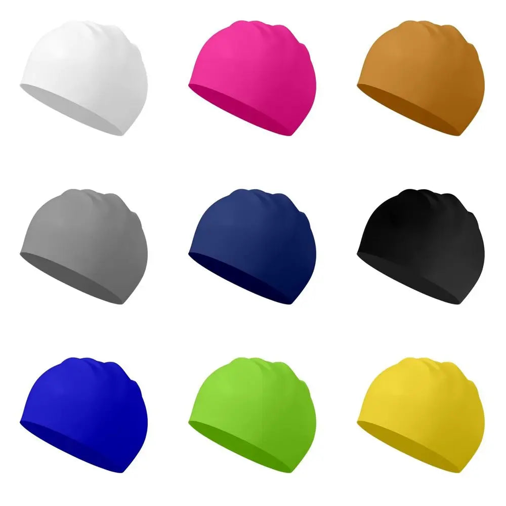Pool Solid Color Silicone Protect Ears Long Hair Large Swim Caps Silicone Swimming Caps High Elastic Diving Hat Bathing Caps