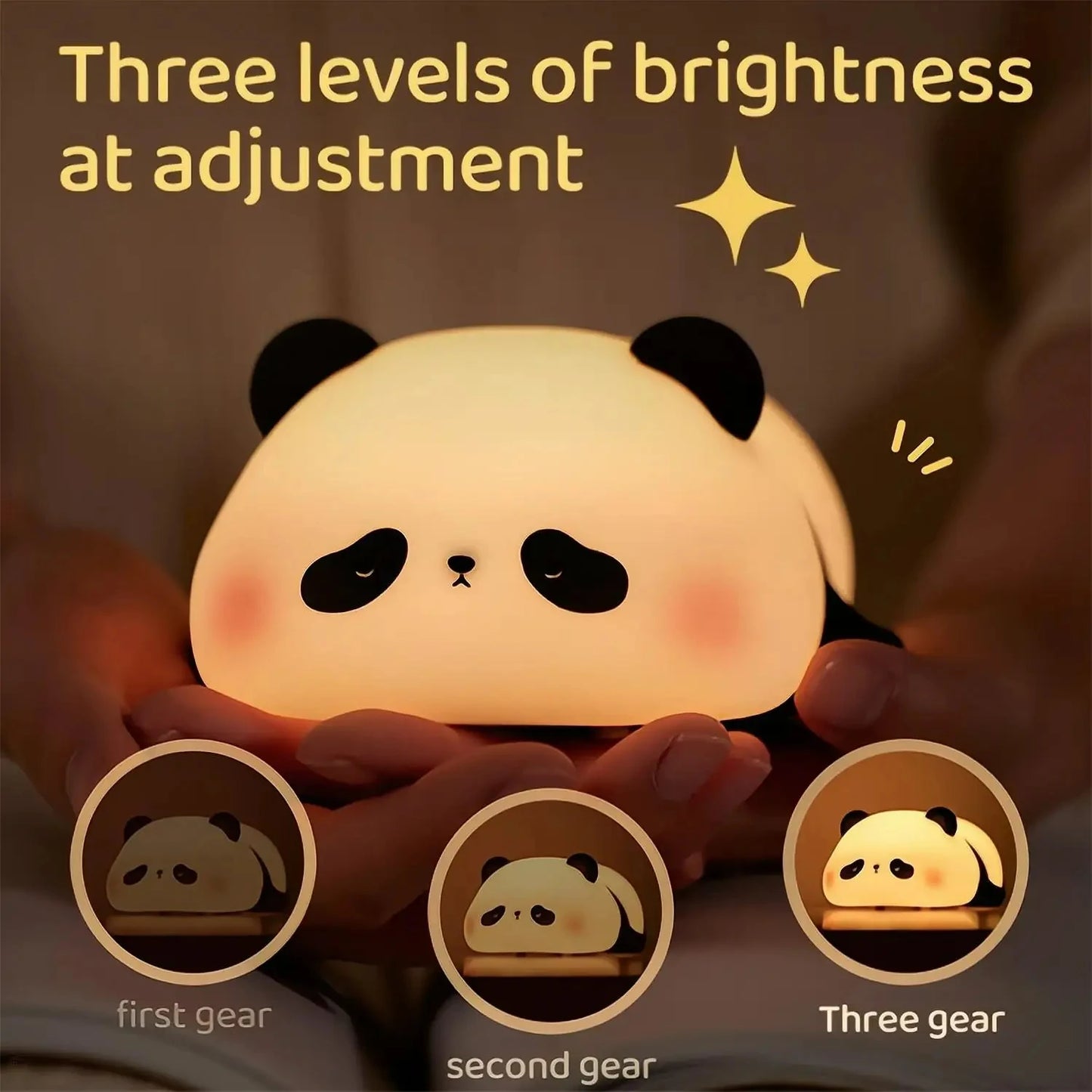 Rechargeable Table USB Night Lamp Touch Baby Nursery Lamp Phone Holder Panda Reading Night Light for Room Decoration Kids Gift