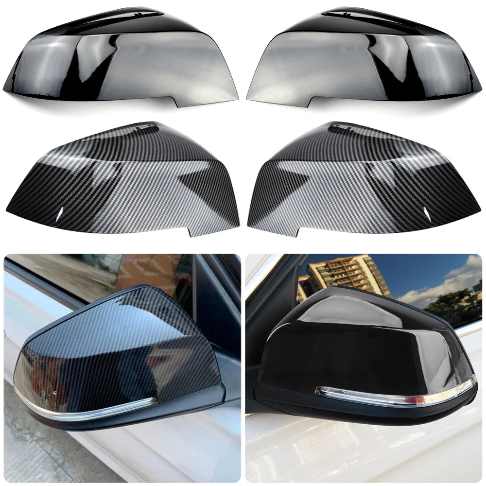 Pair Gloss Black Car Side Rearview Mirror Cover Cap For BMW F20 F21 F22 F30 F32 F36 X1 F87 M3 220i 320i 328i 330i 420i 428i 435i
