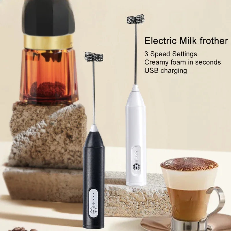 Wireless Electric Milk Frothers USB Recharge 3 Speeds Handheld Milk Foamer Mini Blender for Coffee Cappuccino Foam Maker Whisk