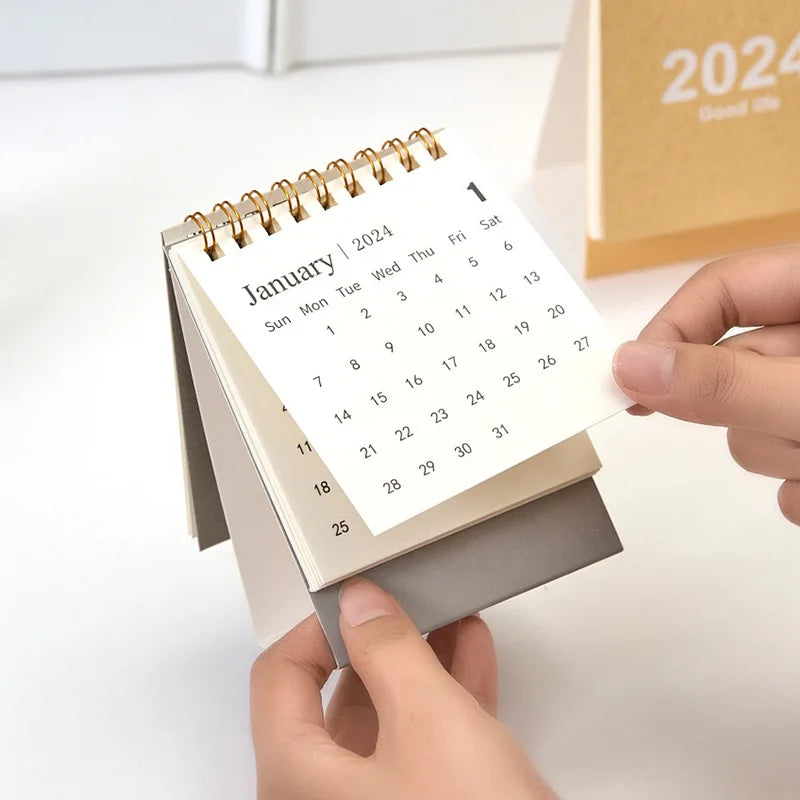 2024 2025 English Mini Desk Calendar Creative Office Decoration Desktop Calendar Daily Memo Calendar Learning Planner