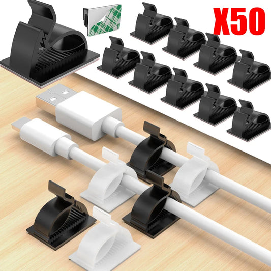 50/30/20pcs Self Adhesive Cable Clips Adjustable Table Cable Management Cord Holder for Car PC TV Home Charging Wire Winder