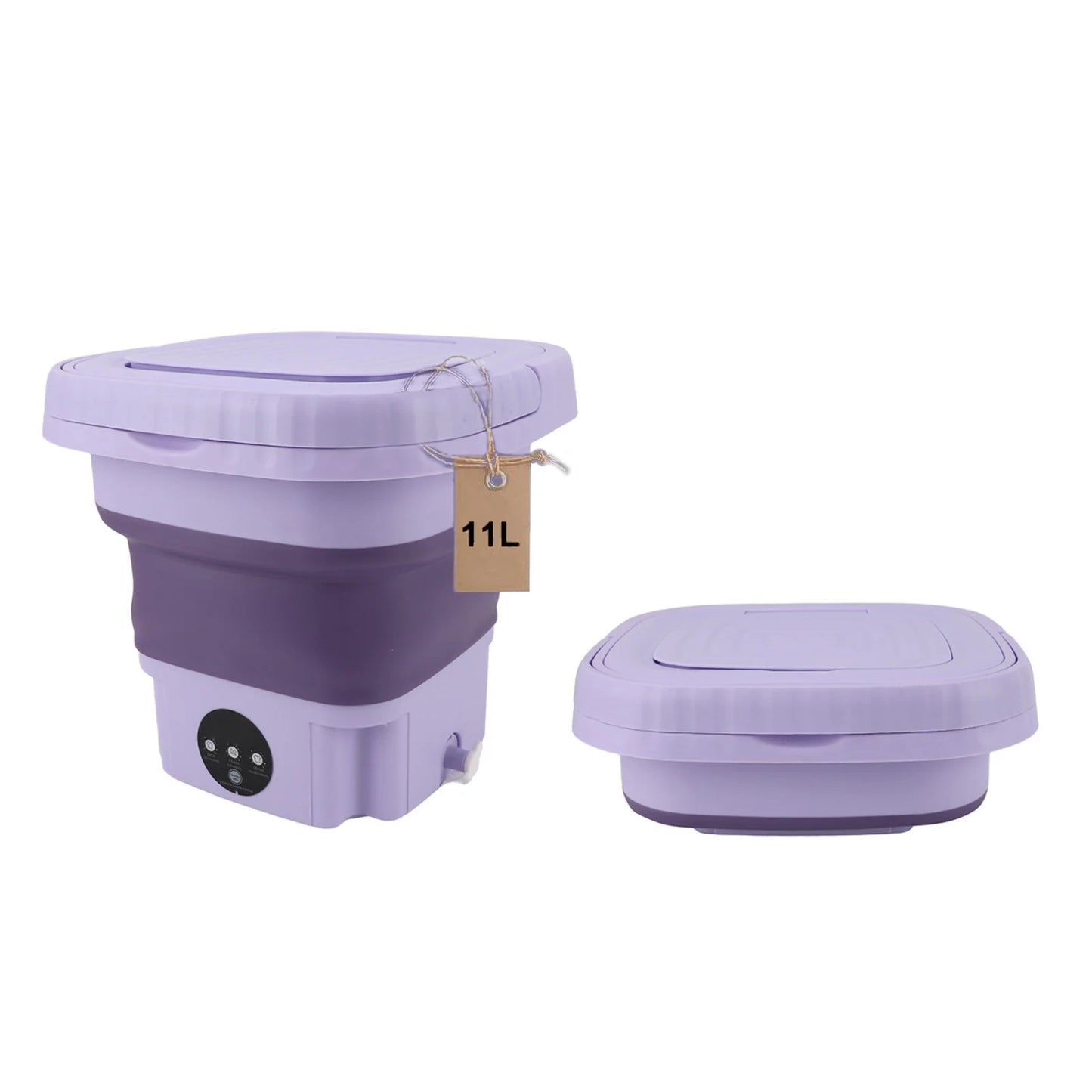 Portable Washing Machine 11L ABS PP Automatic Mini Foldable Bucket Washer with Drainage Pipe for RV Travel Apartment