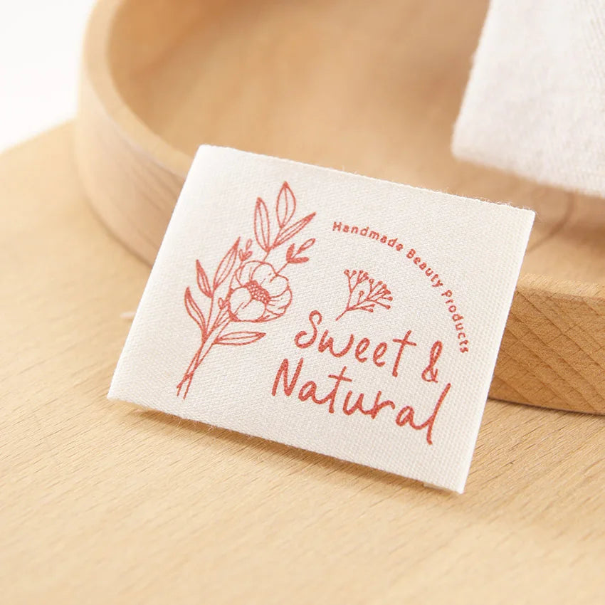 Cotton handmade cloth European style retro burgundy flower English bird label accessories sewing DIY horizontal logo