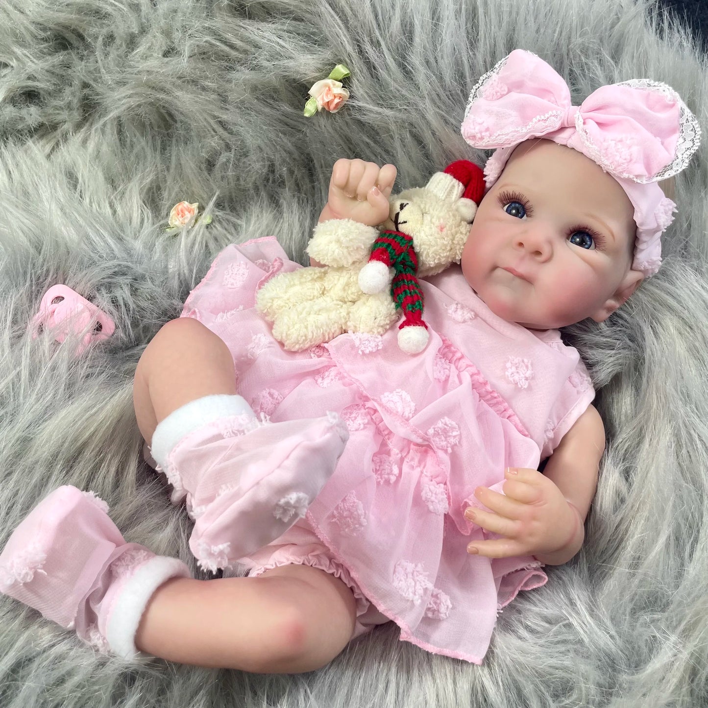 Two Options 18-19 Inch Reborn Baby Doll Girl Bettie Face Newborn Vinyl or Cloth 3D Skin Visible Veins Handmade Christmas Gift