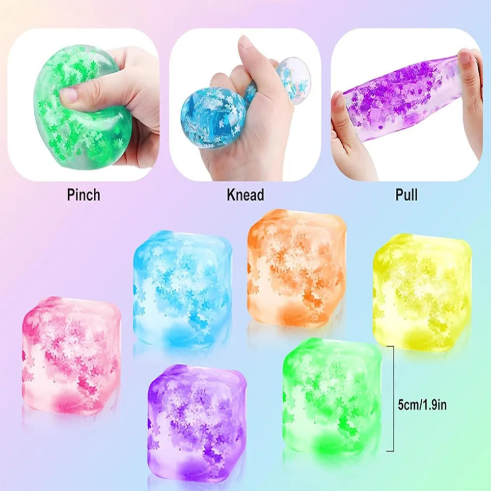 Mini 5*5cm Ice Cube Pinch Toy Stress Relief Tofu Shape Transparent Ice Block Mochi Sensory Toy Children