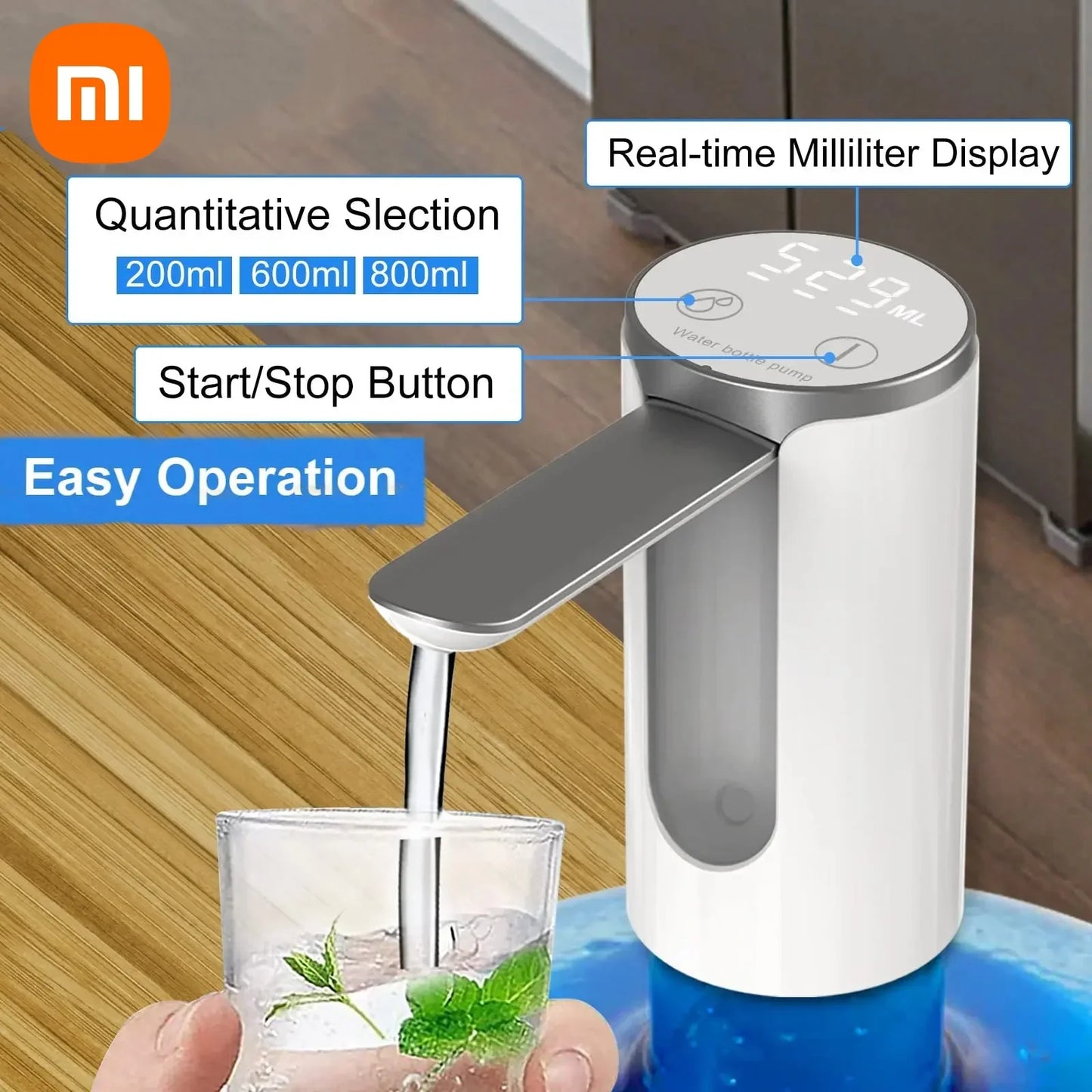 Xiaomi Electric Water Pump USB Charge LED Display Auto Switch Drink Dispenser Charging 1-Click Auto Switch Drink Pump Dispenser