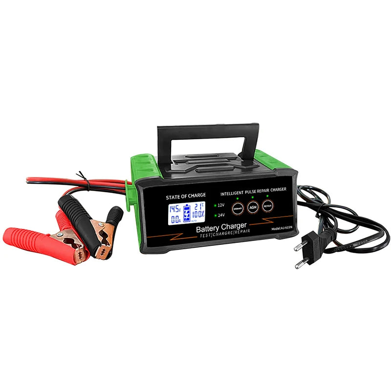 EAFC 12V-24V Car Battery Charger High Power 300W/400W Smart Battery Charger Fast Charging Wet Dry Lead Acid Digital LCD Display