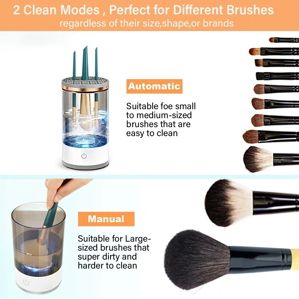 3  in 1 Electric Makeup Brush Tools Cleaner Portable Automatic Spinning Makeup Brush Cleaning Machine Makeup Brush Dryer Storage