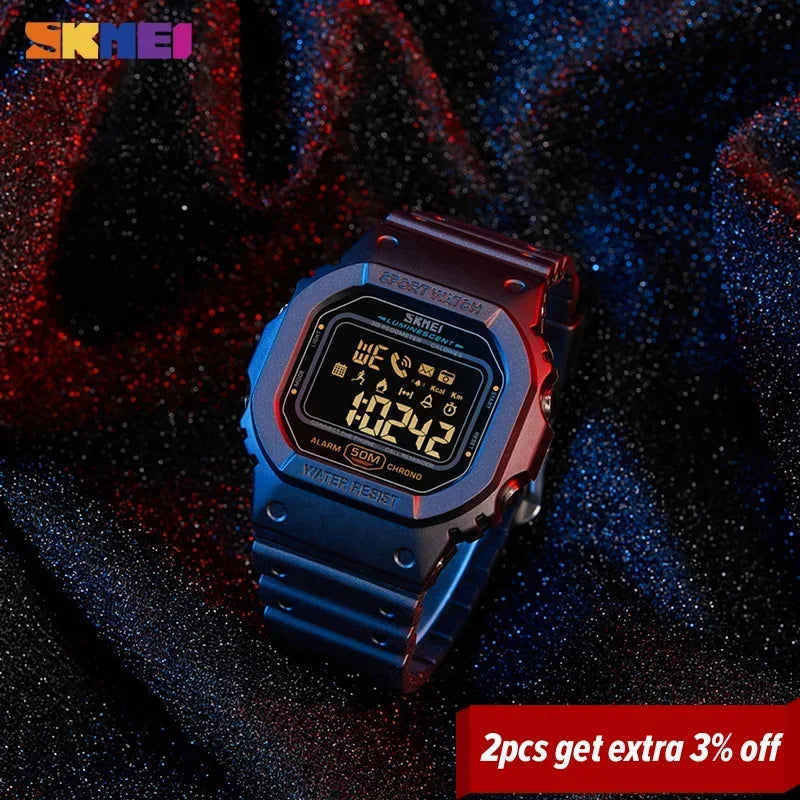 SKMEI 1629 Sports Digital Men Watch Military Pedometer Calorie Tracker Bluetooth Waterproof Mens Wristwatches Reloj Masculino