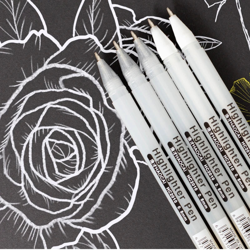 3/13Pcs Waterproof White Gel Pen Set 0.8mm Fine Tip Sketching Pens for Black Papers Drawing Design Illustration Art Supplies