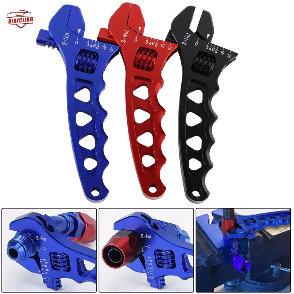Blue Red Black Adjustable AN 3 4 6 8 10 12 Aluminum WRENCH HOSE Fitting Tool Aluminum Spanner AN3-AN12  Hose Fitting