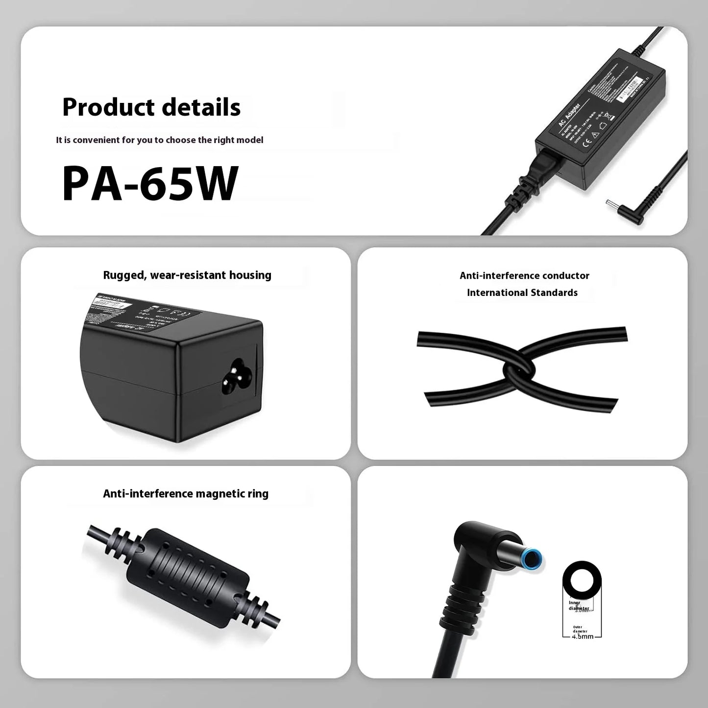 19.5V 3.33A 65W 4.5*3.0mm Adapter Laptop Charger For HP Envy17-j010us Pavilion 15-j000 Chromebook 11 G4 G5 EE 14 G3 246 Q129 248