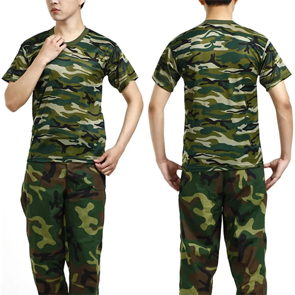 Camouflage Tactical Shirt Short Sleeve Men's Quick Dry Combat T-Shirt T Shirt Camo Outdoor Hiking Hunting Shirts
