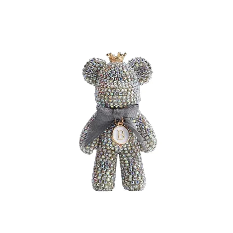 Cartoon Diamond Crystal Bow Bear Car Pendant Mirror Hanging Ornaments Bling Car Interior Decoration Women Accessories