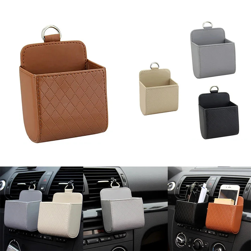 Car Storage Bag Interior Accessories Car Vent Outlet Phone Pocket Storage Box Organizer Debris Bag Holder Pouch Stowing Tidying