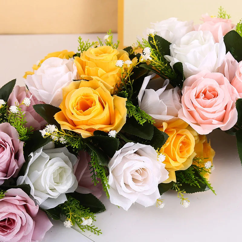 Artificial Flower Balls Silk Rose Flower Ball Centerpiece Table Ornament Weddding Party Arrangements Roses Bouquet Home Decor