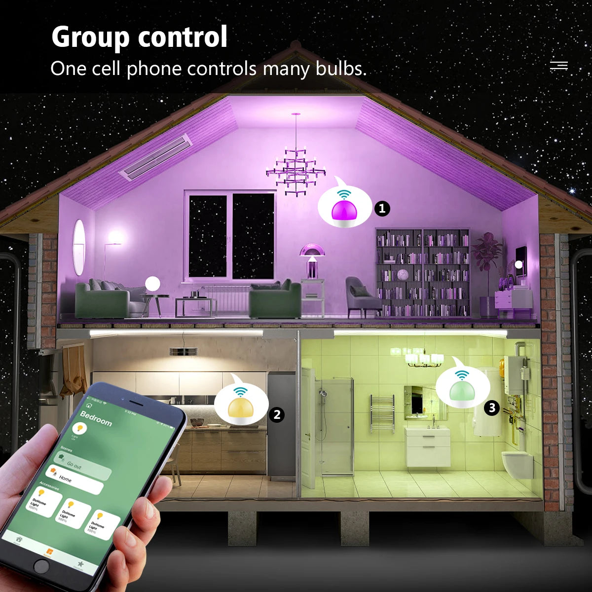 Homekit/Cozylife WiFi E27 Smart Dimmable Bulb Night Light RGBWW Multicolour Voice App Control Compatible Alexa Google Assistant