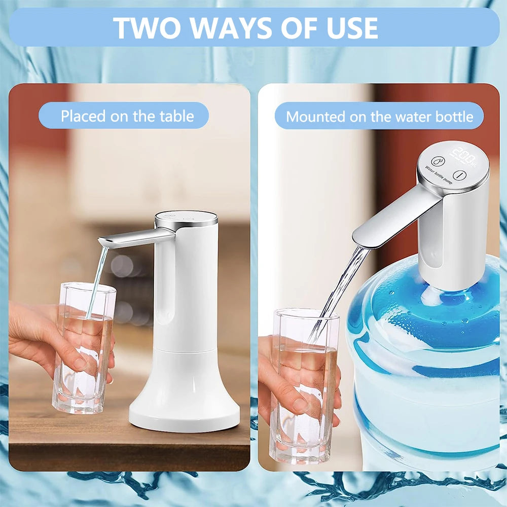 Electric Water Gallon Pump Automatic Water Dispenser 19 Liters Foldable Water Bottle Pump USB Rechargeable Water Dispenser