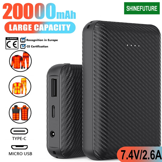 Portable Power Bank DC7.4V Portable Charger 20000mAh External Battery Pack for Heating Vest mobile phone Portable Charging
