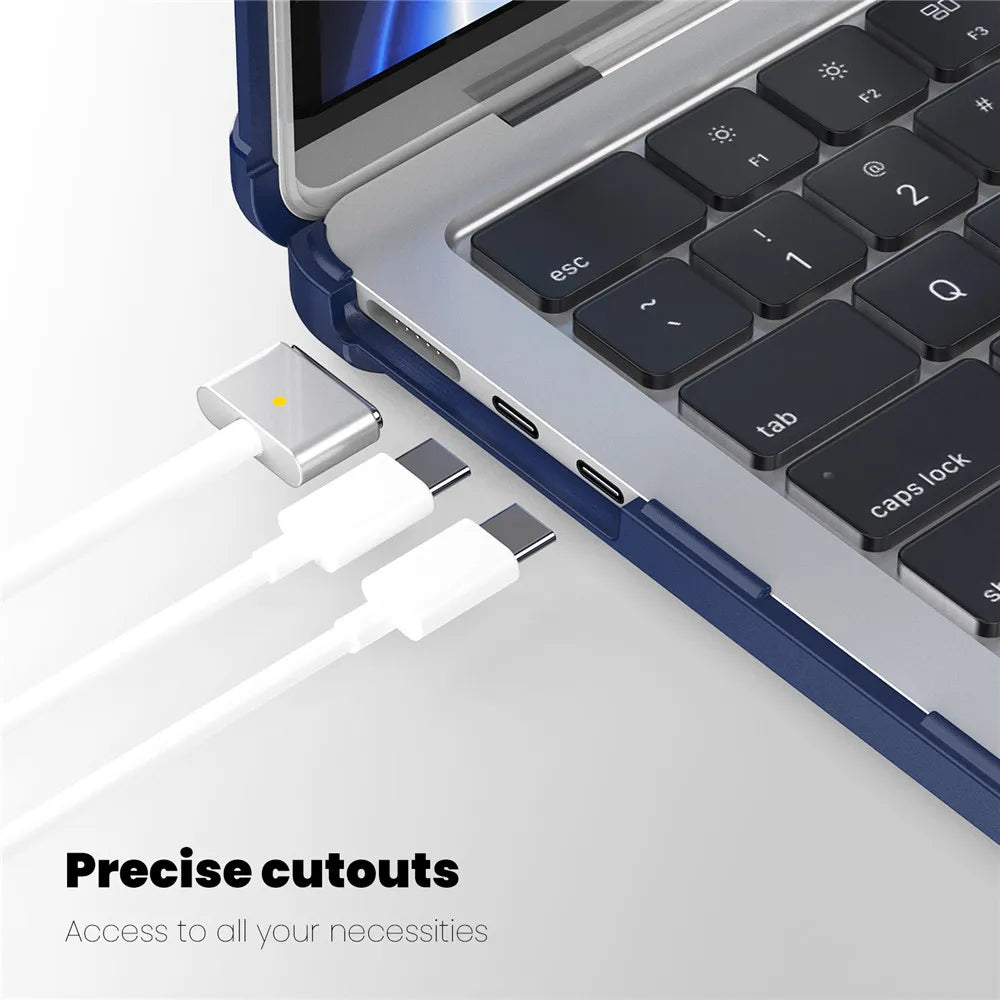 For MacBook Air 15.3 M3 2024 model A3114 Case with Dustproof Plug & Touch Film & Keyboard Cover M2 Air 13.6 A3113 PU edge Shell