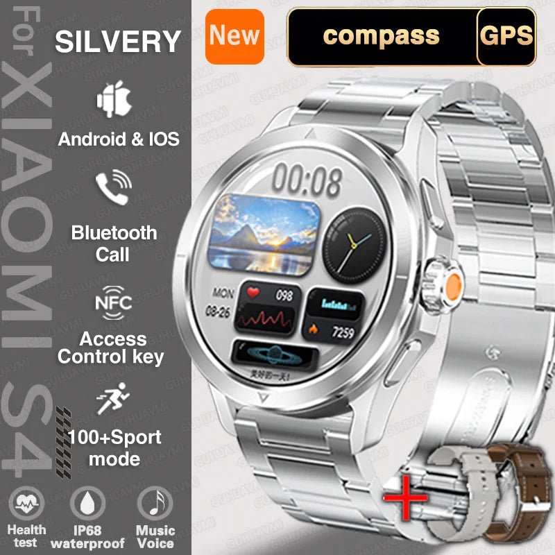 New For Xiaomi S4 Ultra Outdoor Sport Men HD AMOLED Display GPS Track Altimeter Heart Rate Bluetooth Call Waterproof Smart Watch