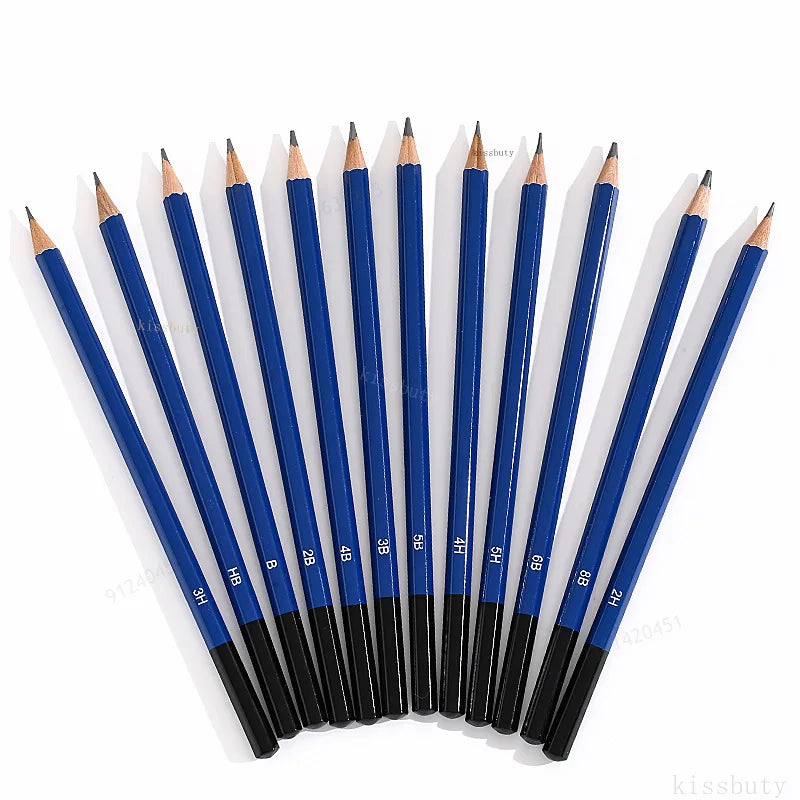 12Pcs Professional Wooden Sketch Drawing Pencil 5H 4H 3H 2H HB B 2B 3B 4B 5B 6B 8B Wood Painting Pencils Stationery Supply
