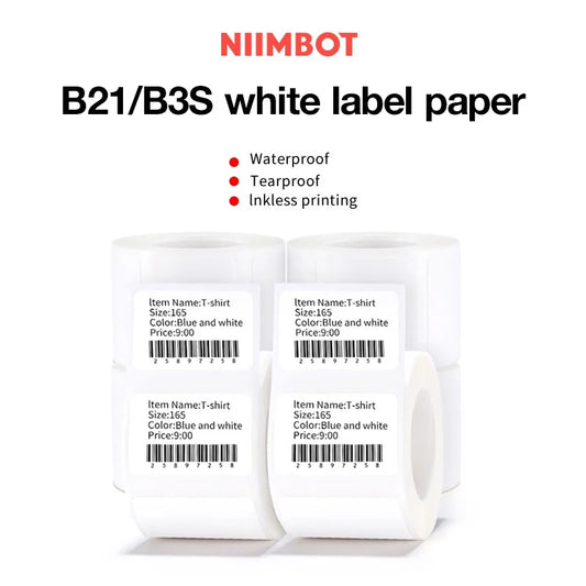 Niimbot B1 B21 B3s Label Paper Sticker self-adhesive Waterproof White  Labels For Niimbot B1 Printer Niimbot B21 Printer