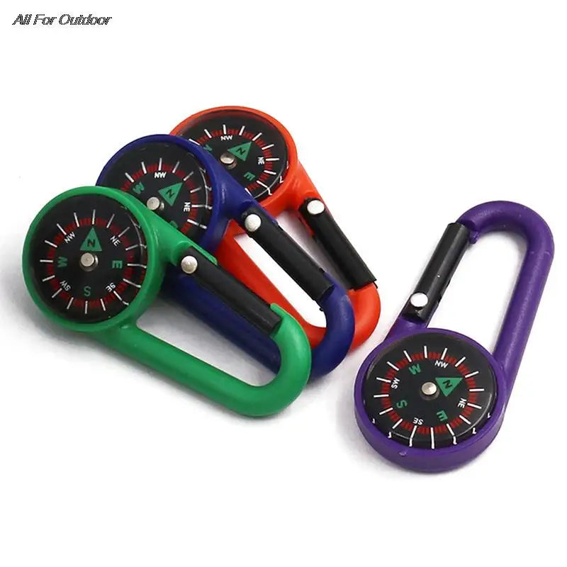 Mini Compass With Hook 2-in-1 Multifunctional Hiking ABS Carabiner Sensitive Guide Outdoor Mountaineering Key Ring Camping Tool