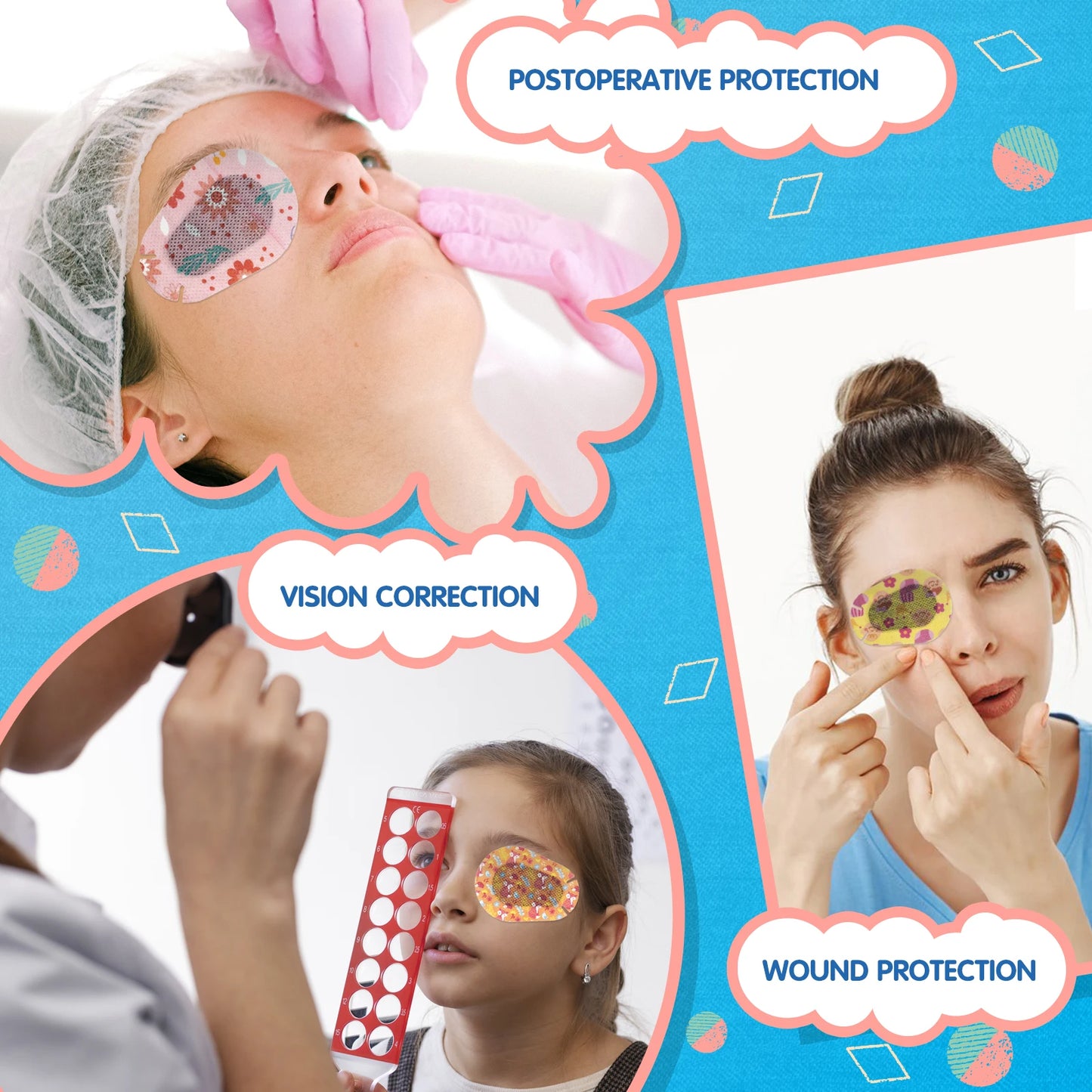 Hot 30/60pcs Cute Eye Patches for Kids Girls Boys Lazy Eye Breathable Disposable Medical Sterile Kids Eye Pad Amblyopia Eye Prot