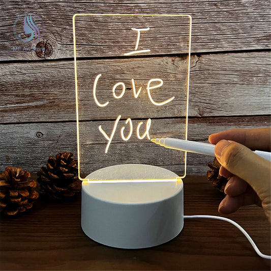 LED Night Light Note Board Message Board With Pen USB Power Decor Night Lamp Gift For Children Girlfriend Decorative Night Lamp