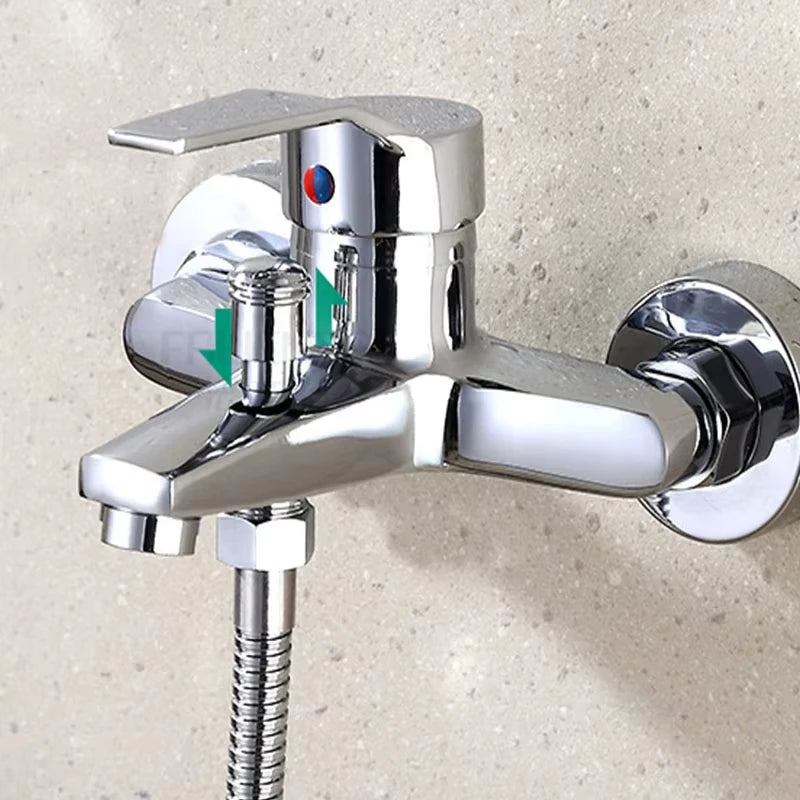 Zinc alloy basin faucet, chrome wall mounted hot and cold water double spout mixer tap for bathroom shower sink bathtub